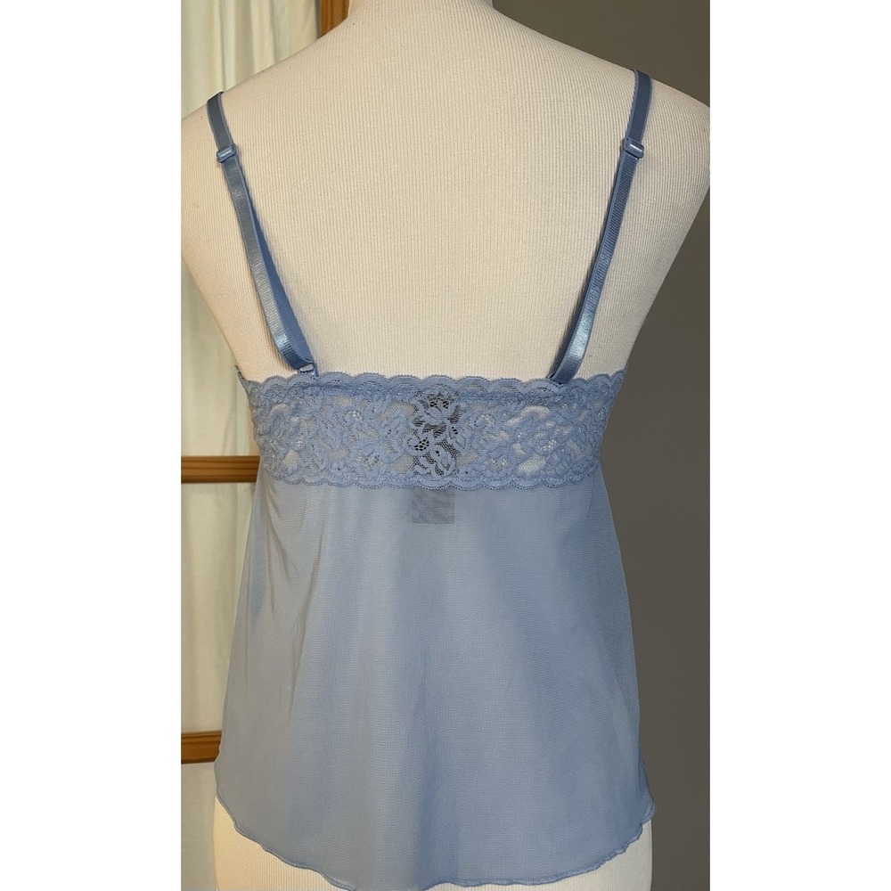 VIP Collections Mesh Nightie Top Women's 6 Blue Floral Lace Front Slit  Romantic - Picture 5 of 11